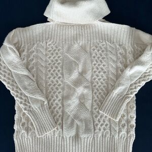 Anthropologie Cozy Cream Cable Knit Sweater